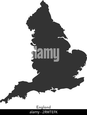 Vector isolated simplified illustration map. Grey silhouette of England (United Kingdom of Great Britain and Northern Ireland). White background Stock Vector