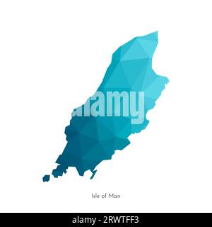 Vector isolated flat illustration with simplified low poly map of Isle of Man (UK). Geometric polygonal blue shape of island (Mann, self-governing Bri Stock Vector