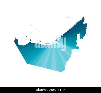 Vector isolated illustration icon with simplified blue silhouette of UAE (United Arab Emirates) map. Polygonal geometric style. White background. Stock Vector