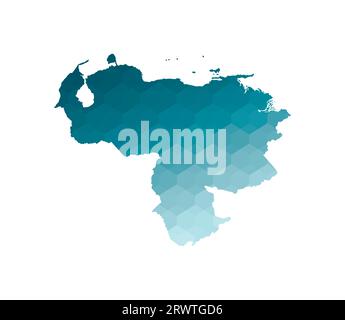 Vector isolated illustration icon with simplified blue silhouette of Venezuela map. Polygonal geometric style. White background. Stock Vector
