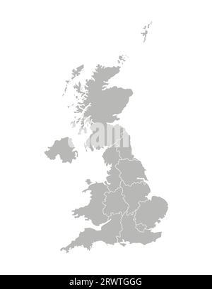 Vector isolated illustration of simplified administrative map of the United Kingdom of Great Britain and Northern Ireland. Borders of the provinces re Stock Vector