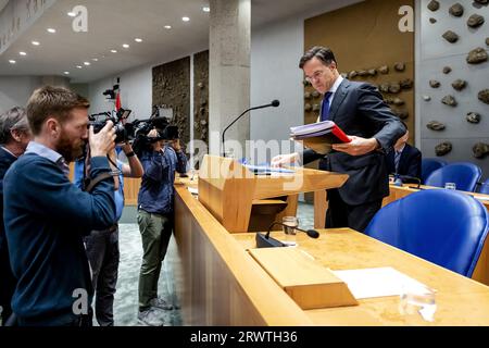 THE HAGUE - Outgoing Prime Minister Mark Rutte during the second day of general political reflections. The House is debating the cabinet budget that was presented on Budget Day. ANP ROBIN VAN LONKHUIJSEN netherlands out - belgium out Stock Photo