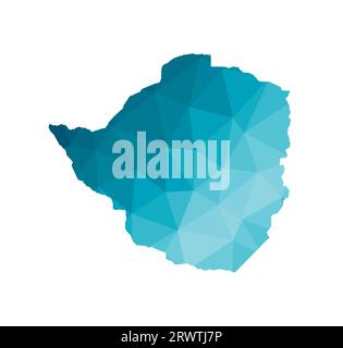 Vector isolated illustration icon with simplified blue silhouette of Zimbabwe map. Polygonal geometric style, triangular shapes. White background. Stock Vector