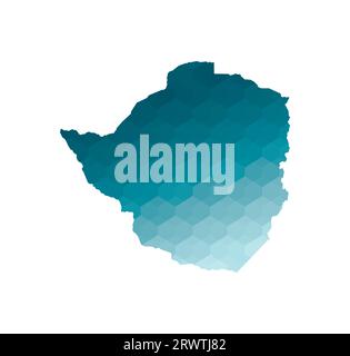 Vector isolated illustration icon with simplified blue silhouette of Zimbabwe map. Polygonal geometric style. White background. Stock Vector