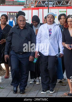 London, England, UK. 21st Sep, 2023. Prosper and Helen Kaba.Chris Kaba's parents PROSPER and HELEN KABA arrives at Westminster Magistrates Court with wider family members ahead of the trial of police officer who killed their 24 year old son in South London last year. (Credit Image: © Tayfun Salci/ZUMA Press Wire) EDITORIAL USAGE ONLY! Not for Commercial USAGE! Stock Photo
