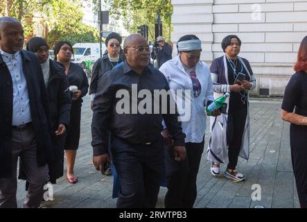 London, England, UK. 21st Sep, 2023. Prosper and Helen Kaba.Chris Kaba's parents PROSPER and HELEN KABA arrives at Westminster Magistrates Court with wider family members ahead of the trial of police officer who killed their 24 year old son in South London last year. (Credit Image: © Tayfun Salci/ZUMA Press Wire) EDITORIAL USAGE ONLY! Not for Commercial USAGE! Stock Photo