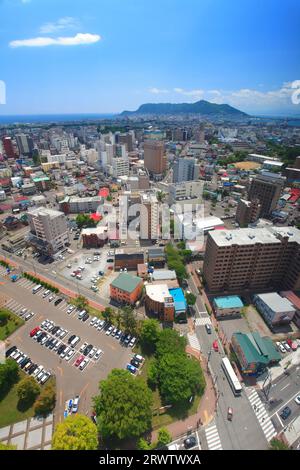 City of Hakodate and Mt. Hakodate from Goryokaku Tower Observation Deck Stock Photo