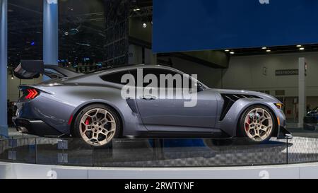 DETROIT, MI/USA - SEPTEMBER 14, 2023: A 2025 Ford Mustang GTD supercar, North American International Detroit Auto Show (NAIAS). Stock Photo