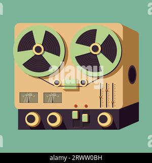 vector illustration of a tape recorder, tape deck, reel-to-reel tape deck, cassette  deck or tape machine done in retro style on Stock Vector Image & Art - Alamy