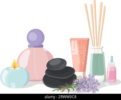 Wellness and spa still life concept, vector illustration Stock Vector