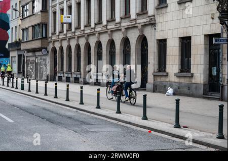 Anderlecht, Brussels Capital Region, Belgium, September 17, 2023 - Cyclists at the car free sunday Stock Photo