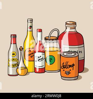 Vector doodle hand drawn jars and bottles Stock Vector