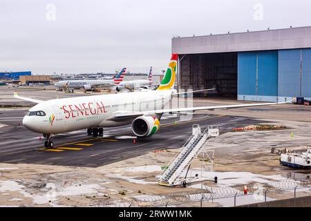 New York, United States - April 30, 2023: Air Senegal Airbus A330-900 airplane at New York JFK Airport in the United States. Stock Photo