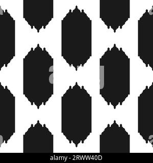 Black and white background with abstract geometric shapes. Seamless pattern with Islamic shapes. Vector illustration in flat style. Stock Vector