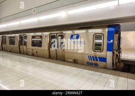 PATH Port Authority Trans-Hudson commuter train at the World Trade ...