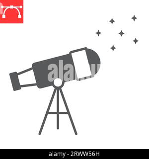 Telescope glyph icon, cosmos and astronomy, telescope vector icon, vector graphics, editable stroke solid sign, eps 10. Stock Vector