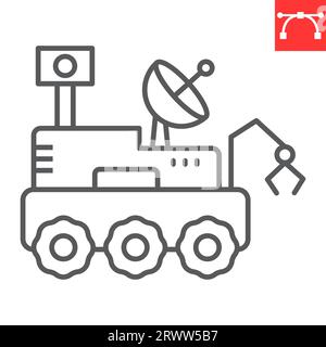 Moon rover line icon, cosmos and exploration, mars rover vector icon, vector graphics, editable stroke outline sign, eps 10. Stock Vector