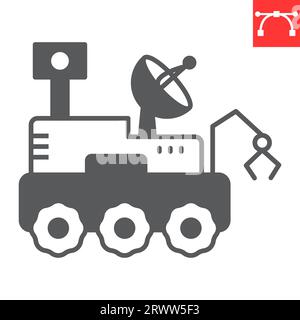 Moon rover glyph icon, cosmos and exploration, mars rover vector icon, vector graphics, editable stroke solid sign, eps 10. Stock Vector