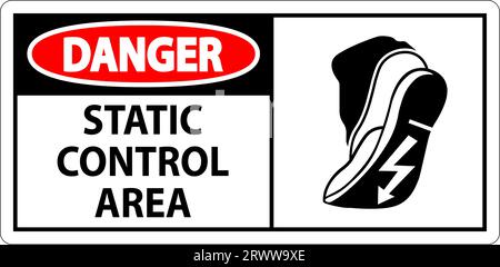 Danger Sign Static Control Area Stock Vector