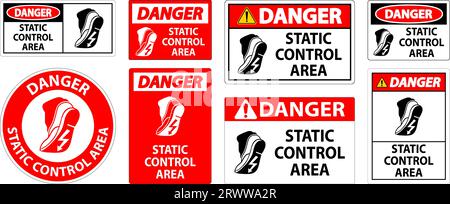 Danger Sign Static Control Area Stock Vector