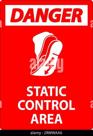 Danger Sign Static Control Area Stock Vector