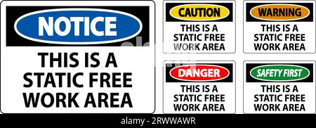 Notice Sign This Is A Static Free Work Area Stock Vector
