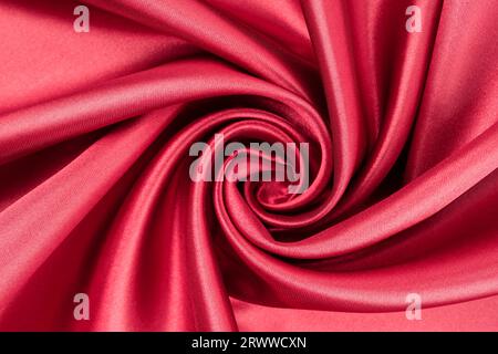 Smooth elegant red silk or satin satin fabric texture background Stock Photo