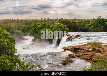 View of powerful waterfalls in "Jalapão" national park in Brazil Stock Photo