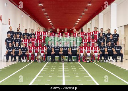 Deurne, Belgium. 21st Sep, 2023. Antwerp's players pose for the photographer at an updated team presentation of Belgian soccer team Royal Antwerp FC, on Thursday 21 September 2023 in Deurne, Belgium. BELGA PHOTO TOM GOYVAERTS Credit: Belga News Agency/Alamy Live News Stock Photo