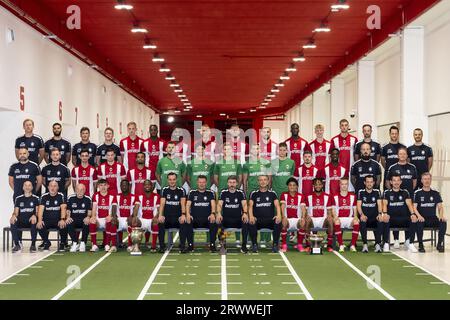 Deurne, Belgium. 21st Sep, 2023. Antwerp's players pose for the photographer at an updated team presentation of Belgian soccer team Royal Antwerp FC, on Thursday 21 September 2023 in Deurne, Belgium. BELGA PHOTO TOM GOYVAERTS Credit: Belga News Agency/Alamy Live News Stock Photo