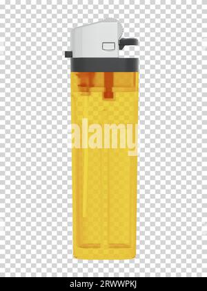 Plastic transparent classic lighter. Vector illustration on checkered background Stock Vector