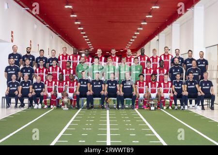 Deurne, Belgium. 21st Sep, 2023. Antwerp FC players and staff members pose for the photographer during an updated team presentation of Belgian soccer team Royal Antwerp FC, on Thursday 21 September 2023 in Deurne, Belgium. BELGA PHOTO TOM GOYVAERTS Credit: Belga News Agency/Alamy Live News Stock Photo