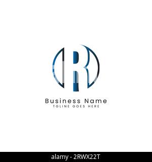 Letter R logo, Round shape symbol, Digital, Technology, Media, Cutout Design Stock Vector