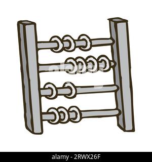 Doodle abacus with wooden beads. Hand drawn vintage calculation tool symbol. Vector illustration isolated on white background Stock Vector