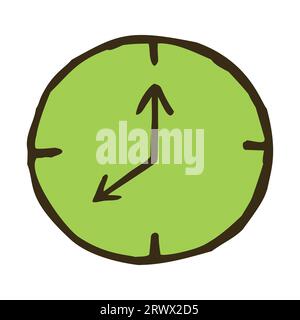 Doodle colorful wall clock icon hand drawn with thin line in minimalistic style. Vector illustration isolated on white background Stock Vector