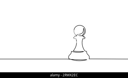 Web One line chess king silhouette drawing. Continuous line sketch play strategy game graphic object element business concept. Simple outline vector i Stock Vector