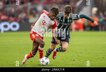 Munich, Germany. 20th Sep 2023.  Kingsley Coman (Muenchen), Alejandro Garnacho (ManU) FC Bayern München - Manchester United 20.09.2023   Copyright (nu Stock Photo