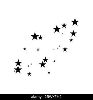 Fireworks star random source stream.  Falling Star. Stars on a white background. Stock Vector