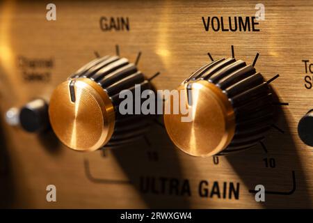 guitar amp volume control knob Stock Photo