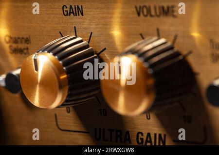guitar amp gain control knob Stock Photo