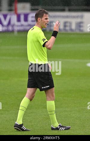 Oostakker, Belgium. 21st Sep, 2023. referee Isaac Huyghe pictured during a friendly soccer game between the national under 16 teams of Turkey and Portugal on Thursday 21 September 2023 in Oostakker, Belgium . Credit: sportpix/Alamy Live News Stock Photo