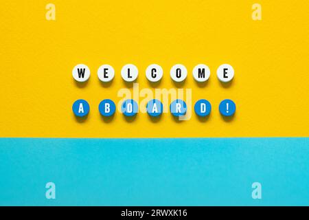 Welcome aboard - word concept on building blocks, text Stock Photo