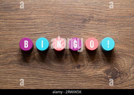 Bingo - word concept on building blocks, text, letters Stock Photo