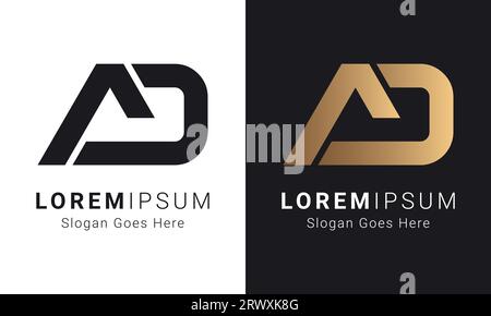 Luxury Initial Letter AD or DA Monogram Text Letter Logo Design Stock Vector