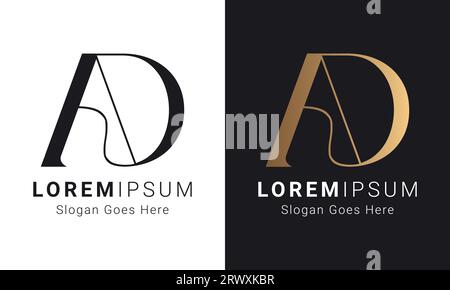 Luxury Initial Letter AD or DA Monogram Text Letter Logo Design Stock Vector