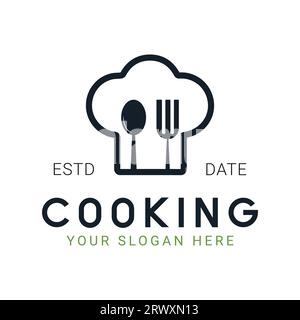 Chef Cap Cooking Logo Design Cooking Pan Logotype Food Restaurants Stock Vector