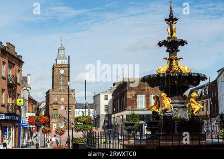 The recently restored Dumfries Fountain in the High Street, Dumfries, Dumfries and Galloway Stock Photo