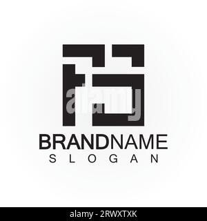 Alphabet letters monogram logo FS  elegant and Professional black color letter icon design Stock Vector