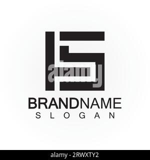 Alphabet letters monogram logo FS  elegant and Professional black color letter icon design Stock Vector