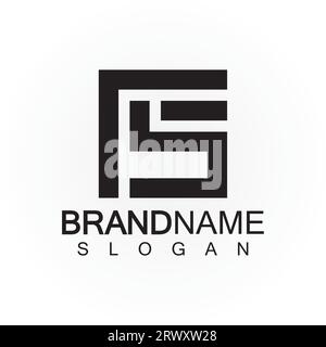 Alphabet letters monogram logo FS  elegant and Professional black color letter icon design Stock Vector